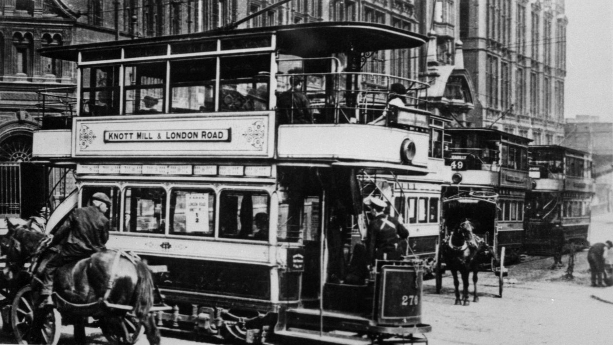 Villamosok Manchesterben, 1900 körül alkotó: English Photographer