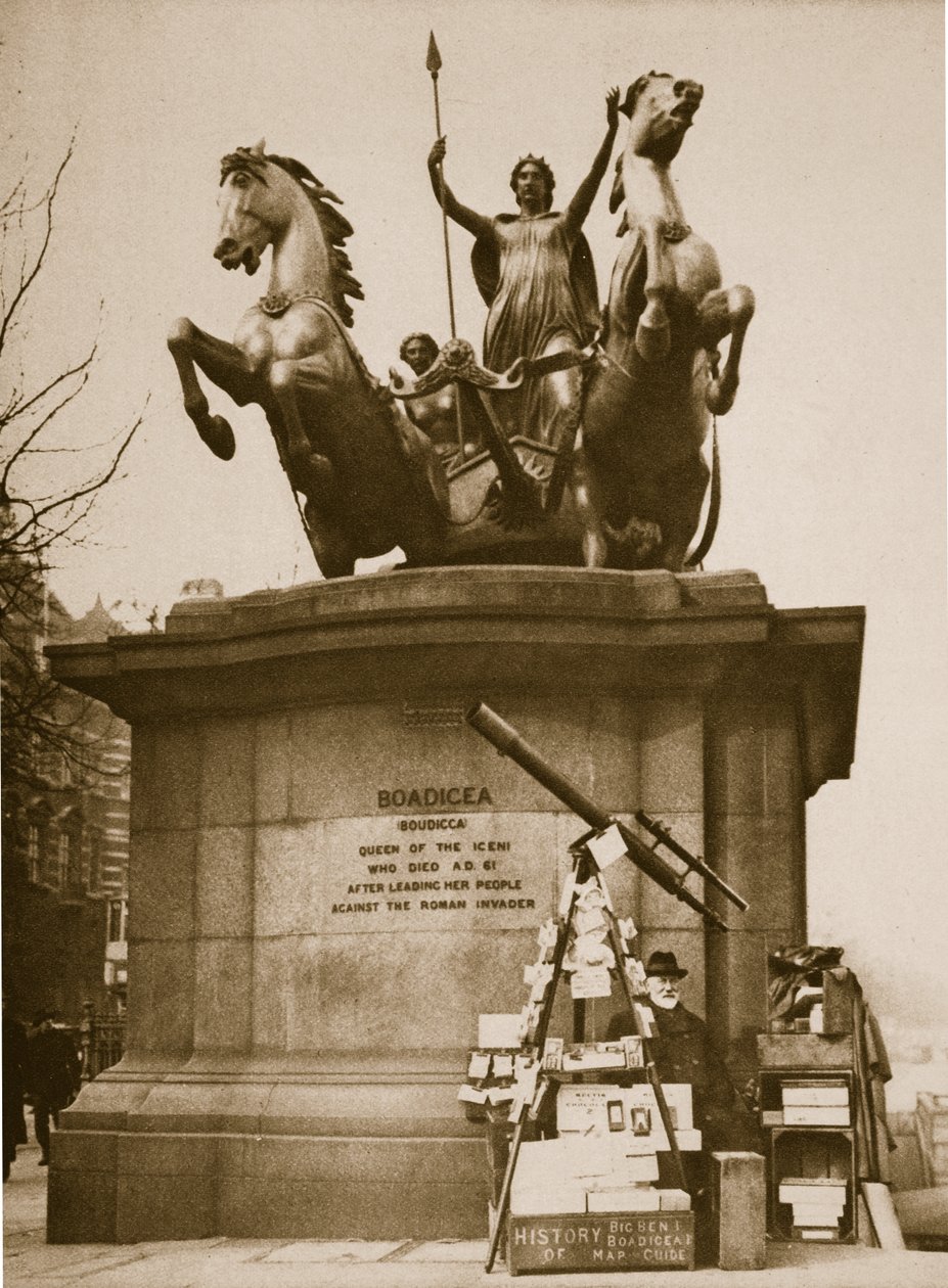 Westminster Bridge Boadicea emlékműve (szépia fotó) alkotó: English Photographer