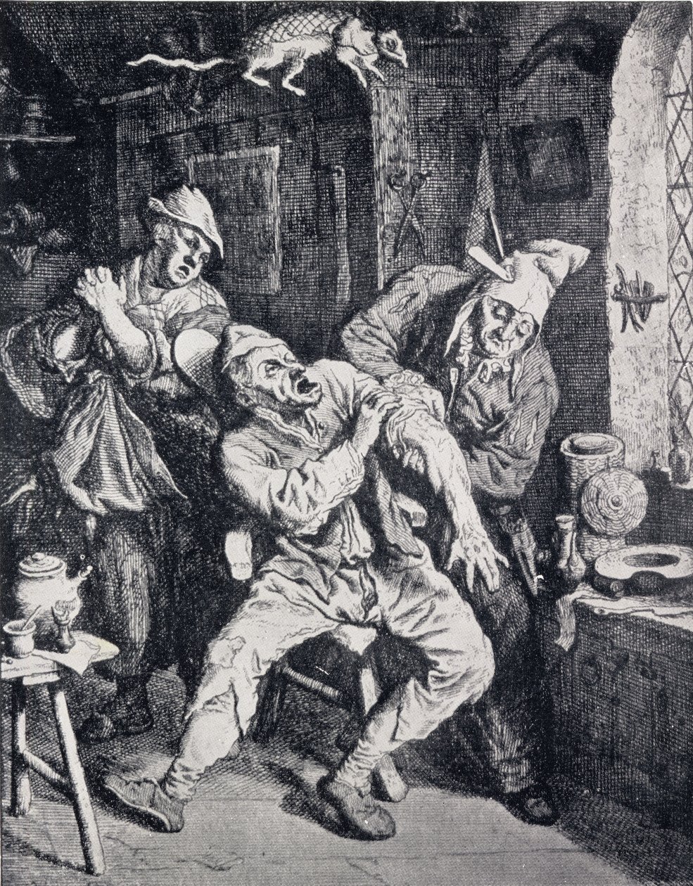 A rendelőjében dolgozó fodrász-sebész alkotó: English School