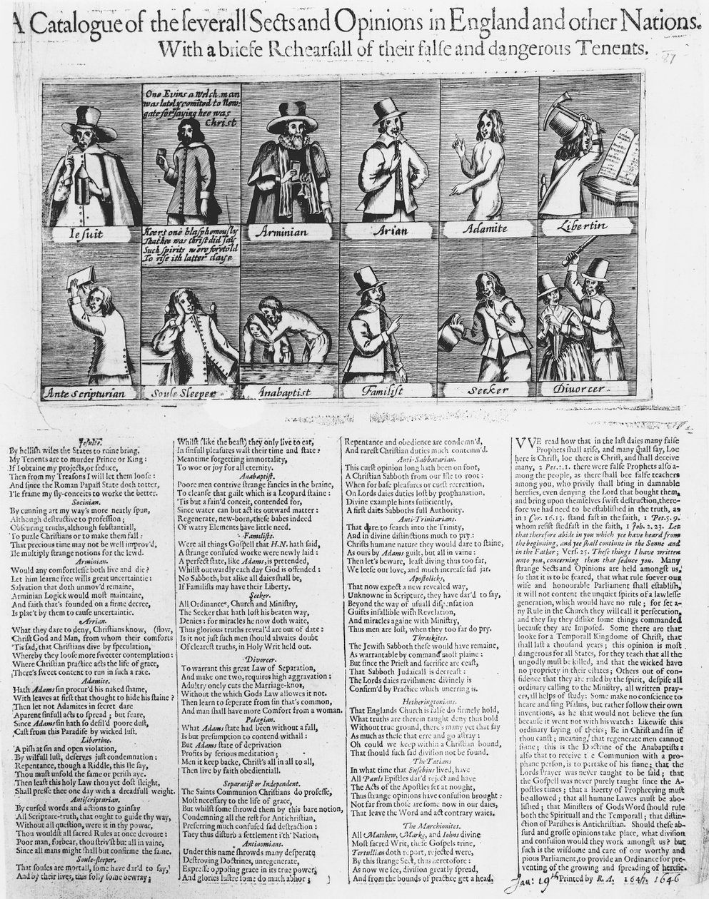 Anglia és más országok számos szektája és véleménye katalógusa, 1646 alkotó: English School