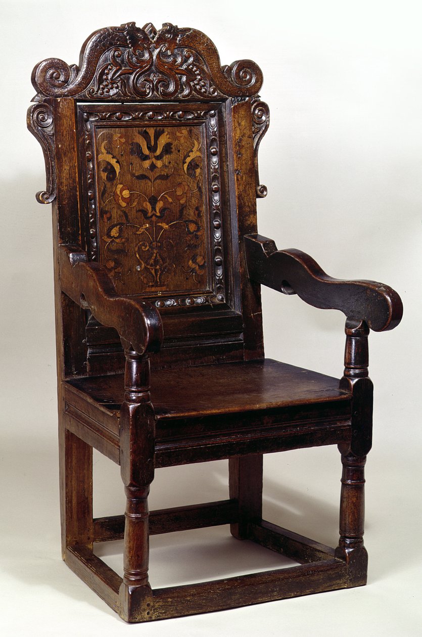 I. Károly fotel, 1600-as évek közepe (tölgy intarziás berakással) alkotó: English School