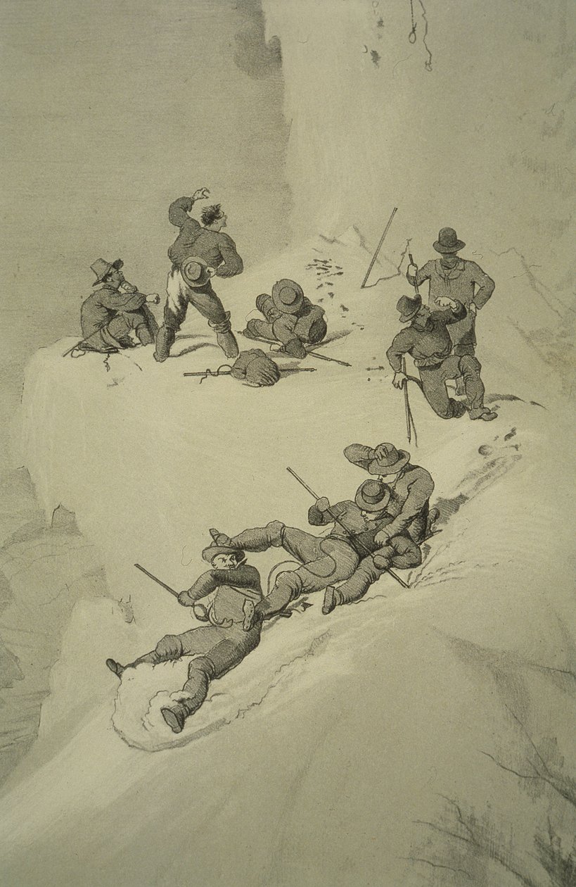 Esés az emelkedésen, a Mont Blanc utolsó emelkedőjének tíz jelenetéből, köztük öt kilátással a csúcsról, J.D.H. Browne, megjelent 1853 alkotó: English School