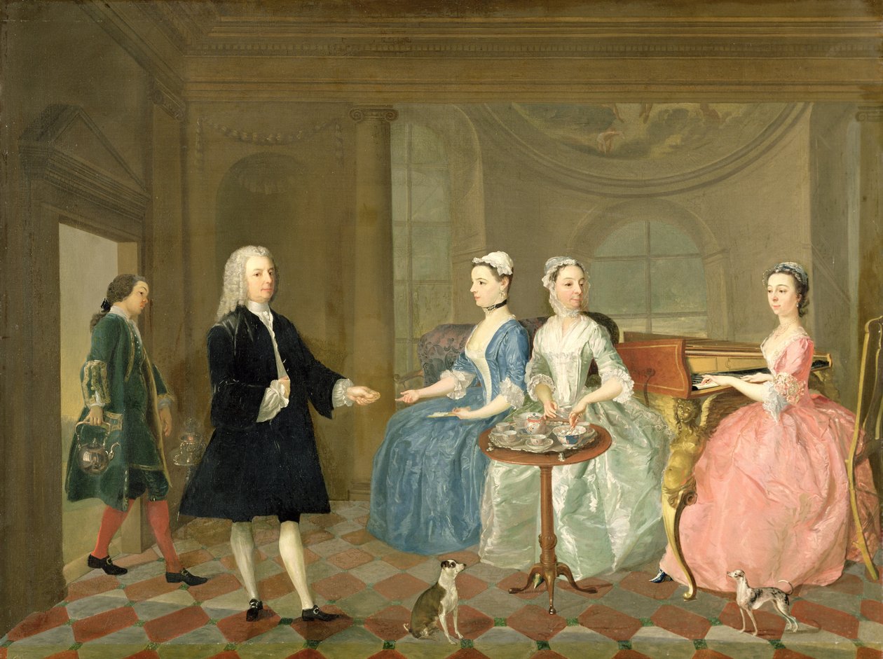 Teával felszolgált család, 1740-45 körül alkotó: English School
