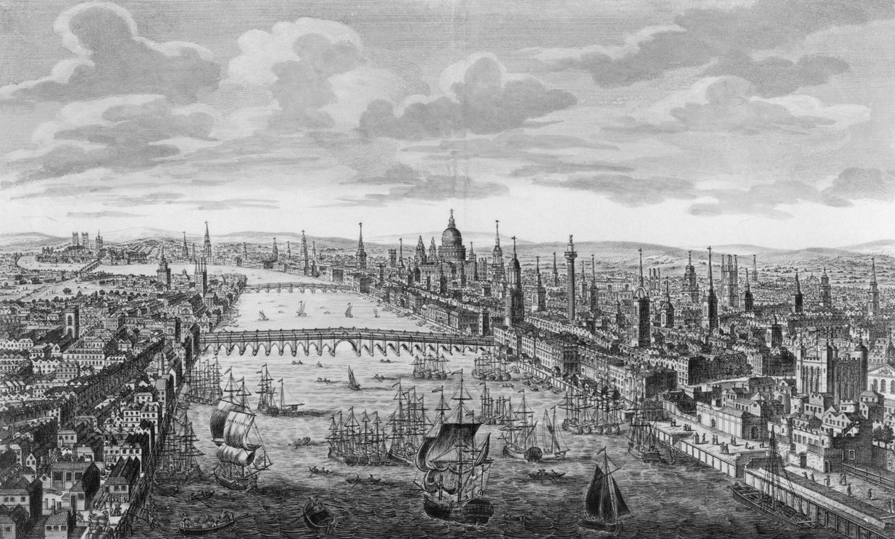 London városának általános képe a Temze mellett, 1780 körül alkotó: English School