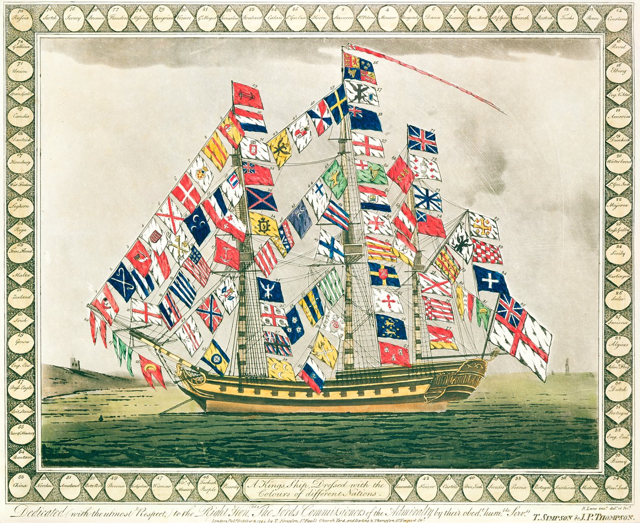 Különböző nemzetek színeibe öltözött királyhajó, 1794. október 6 alkotó: English School