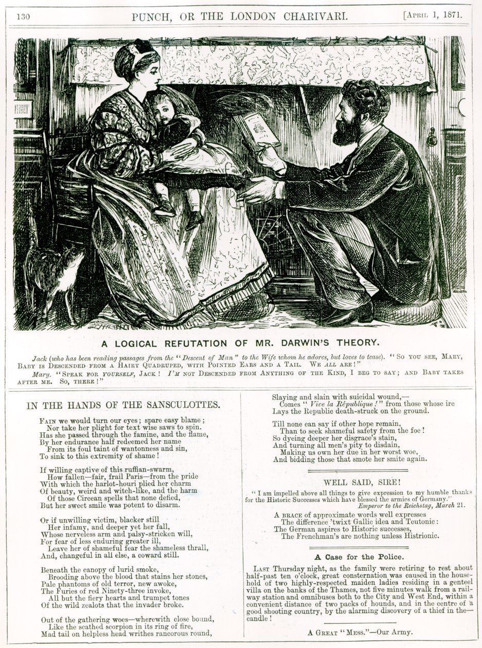 Darwin úr elméletének logikai cáfolata a „Punch”-ból, 1871. április 1. alkotó: English School