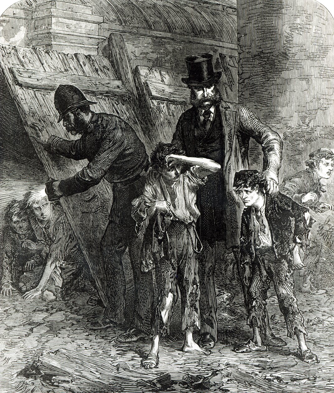 Egy londoni iskolai iskolai felvétel, hajnali 2:40, a The Illustrated London News 1871. szeptember 9-én alkotó: English School