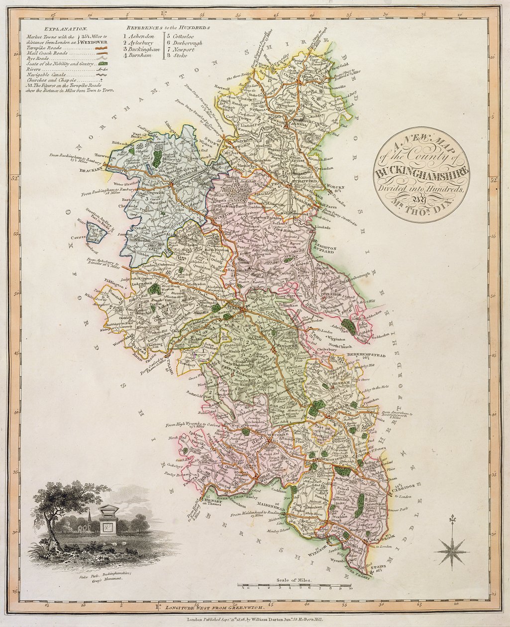 Buckinghamshire megye új térképe, 1816 alkotó: English School