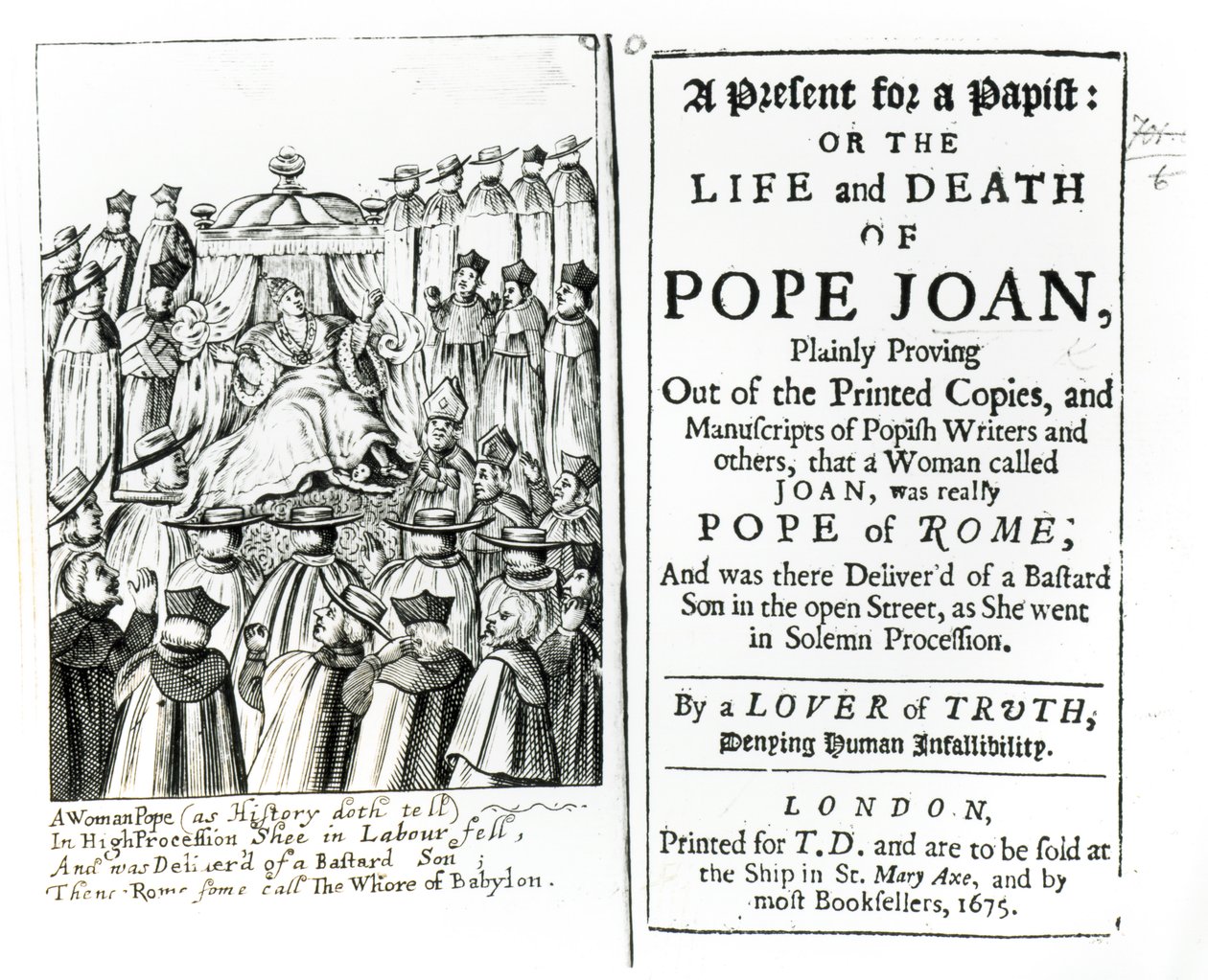 Ajándék egy pápistának, avagy Joan pápa élete és halála, 1675 alkotó: English School