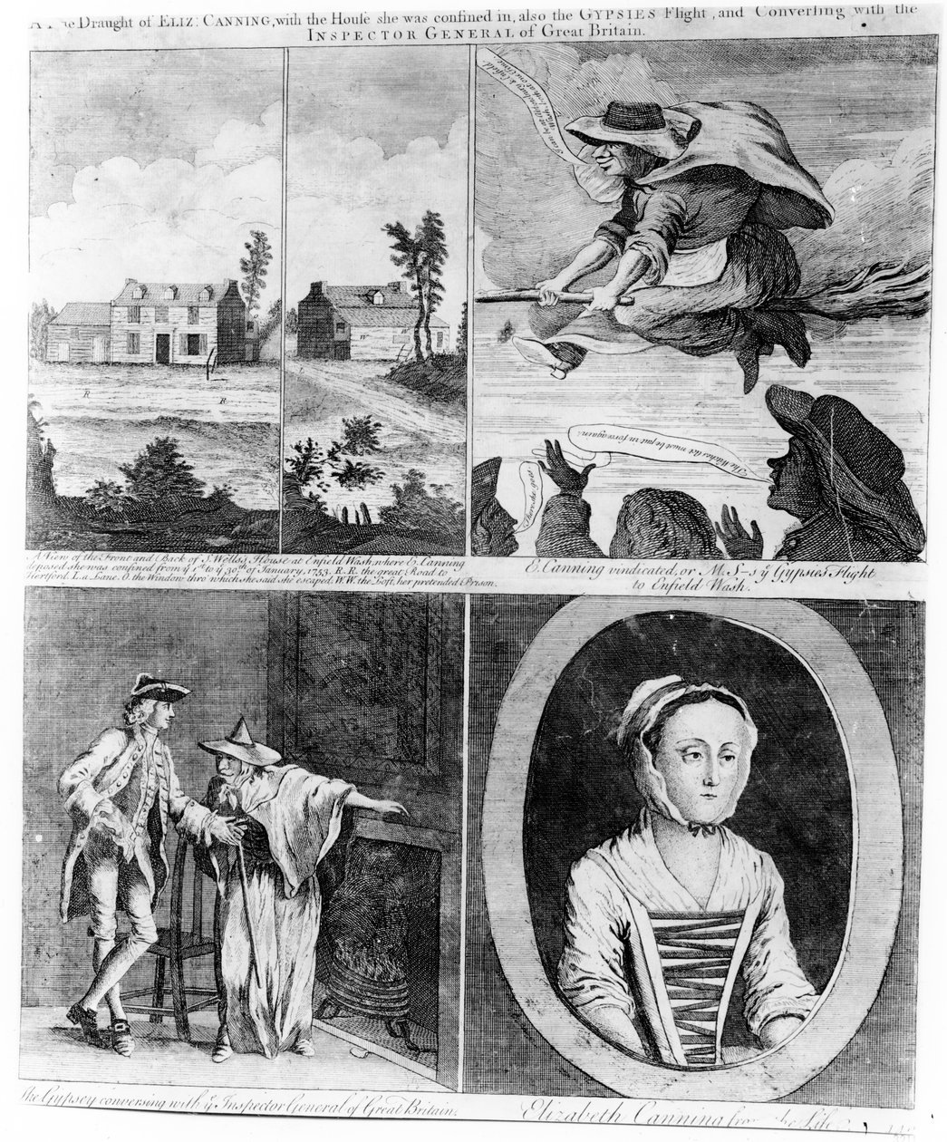 "A True Draft of Eliz Canning", szatirikus lenyomat Elizabeth Canning történetéről, 1753 alkotó: English School