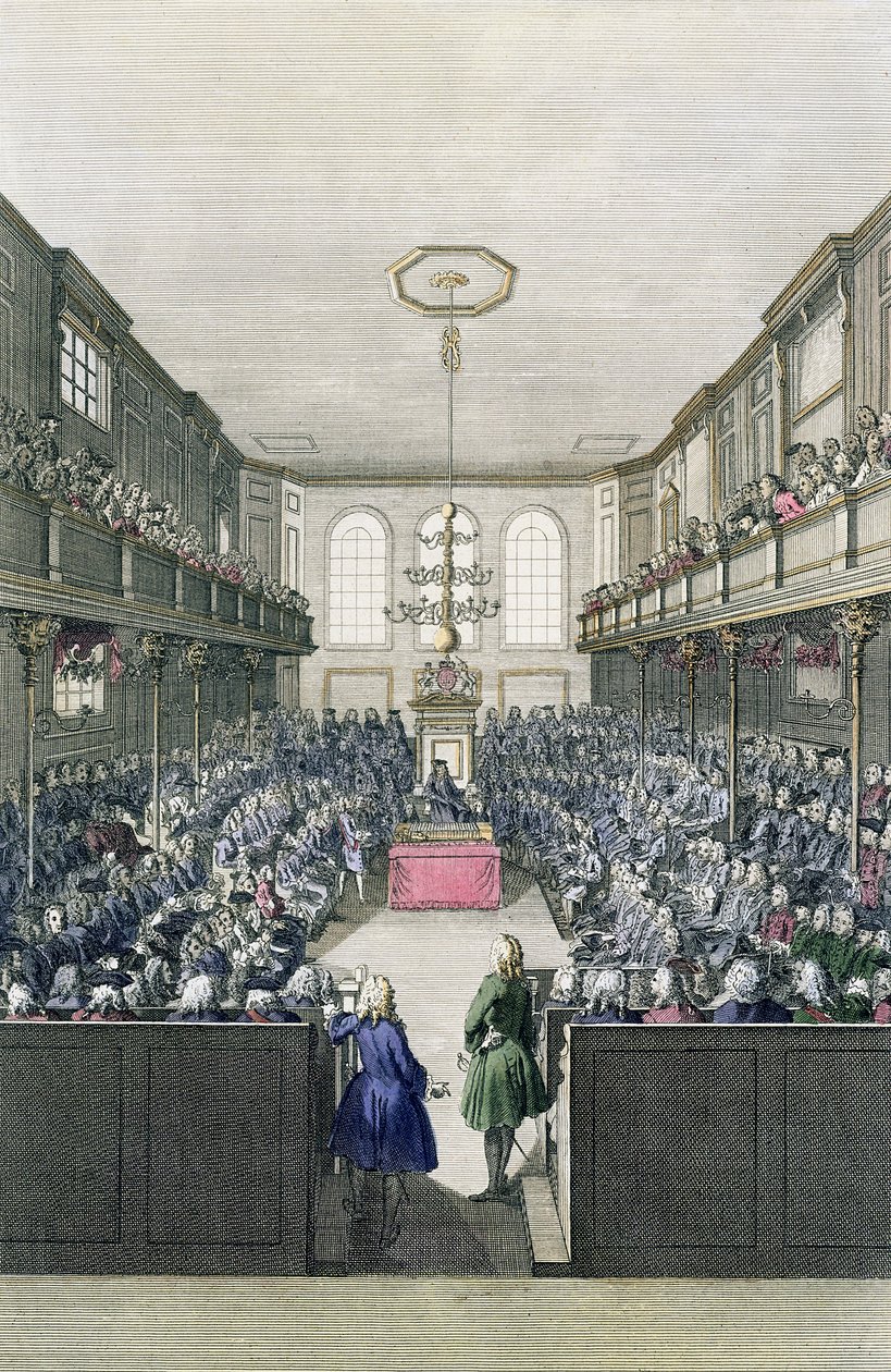 Az alsóház látképe, B. Cole metszete (fl.1748-75) alkotó: English School