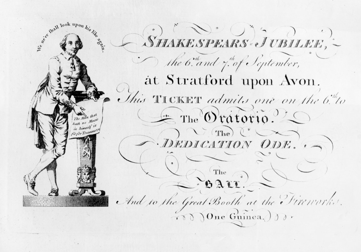 Jegy a Shakespeare jubileumi ünnepségre, 1769 alkotó: English School