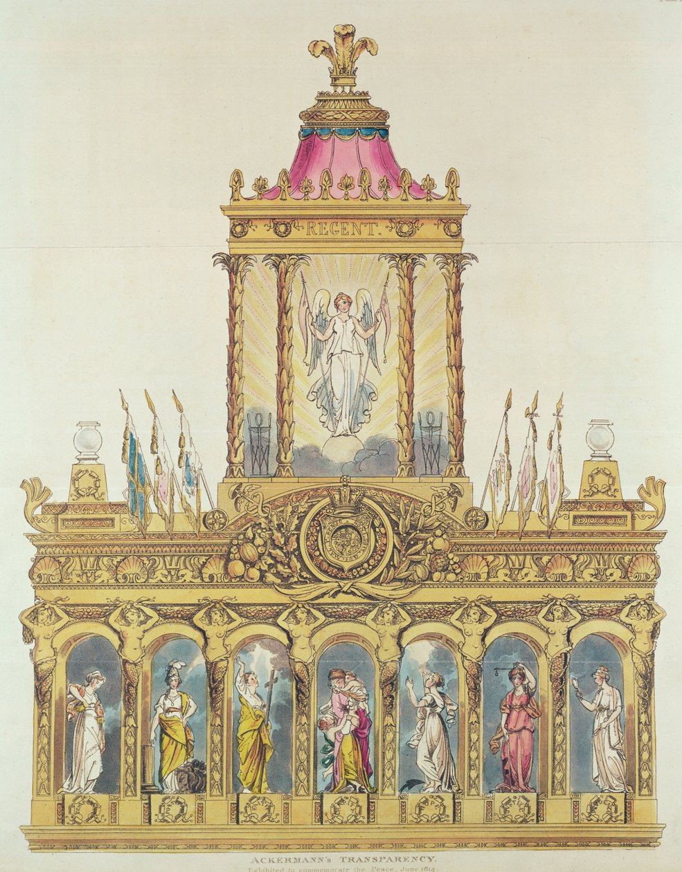 Ackermans Transparency, 1814. június (színes rézkarc és akvatinta) alkotó: English School