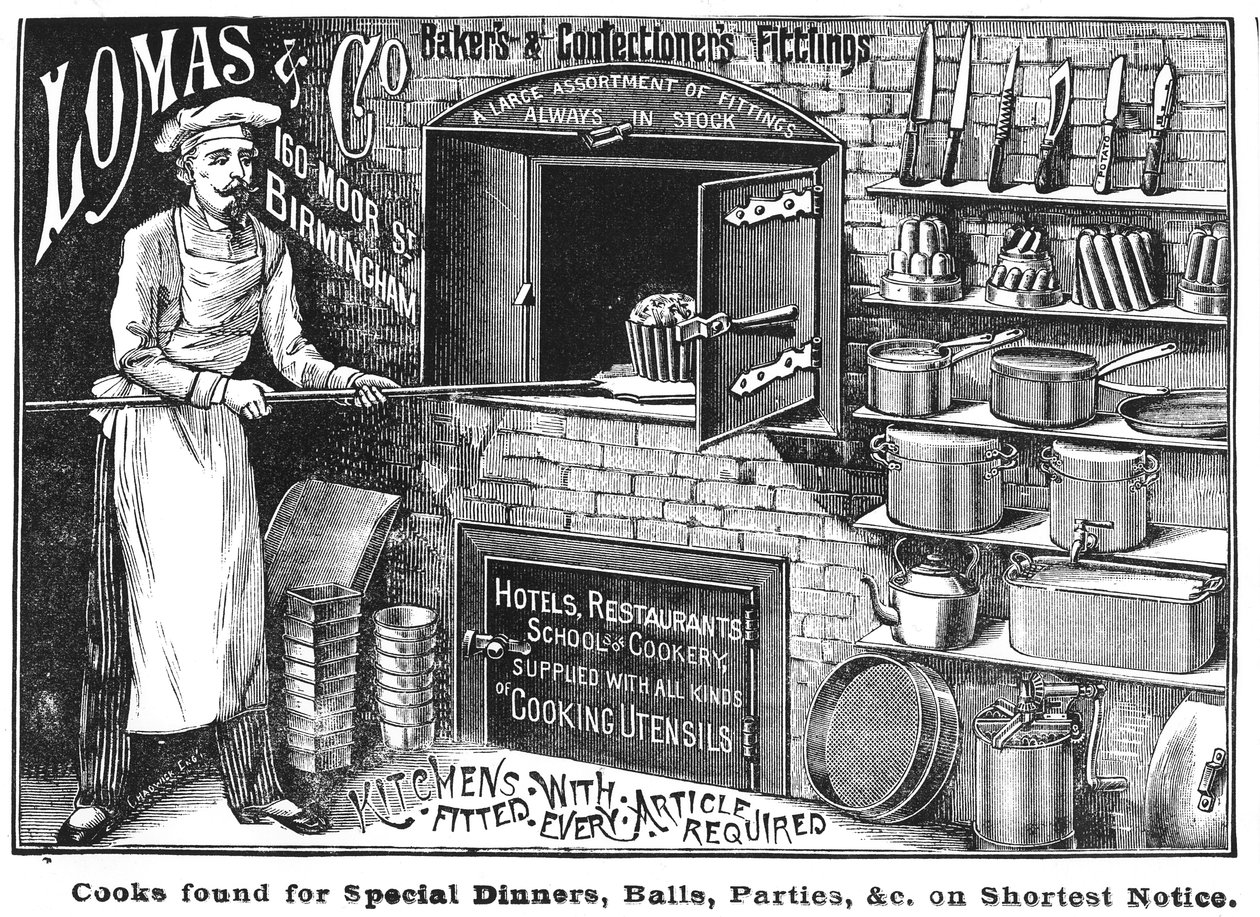 A Lomas and Co., konyhai berendezéseket szállító hirdetés alkotó: English School
