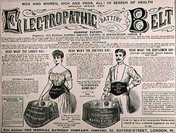 Az Electropathic Battery Belt hirdetése, a The Illustrated London News, 1886. szeptember 1. alkotó: English School