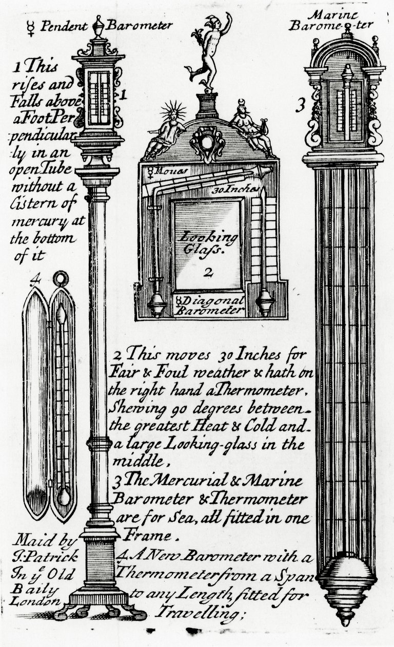 John Patrick, 1705-1715 körüli barométerek reklámja alkotó: English School