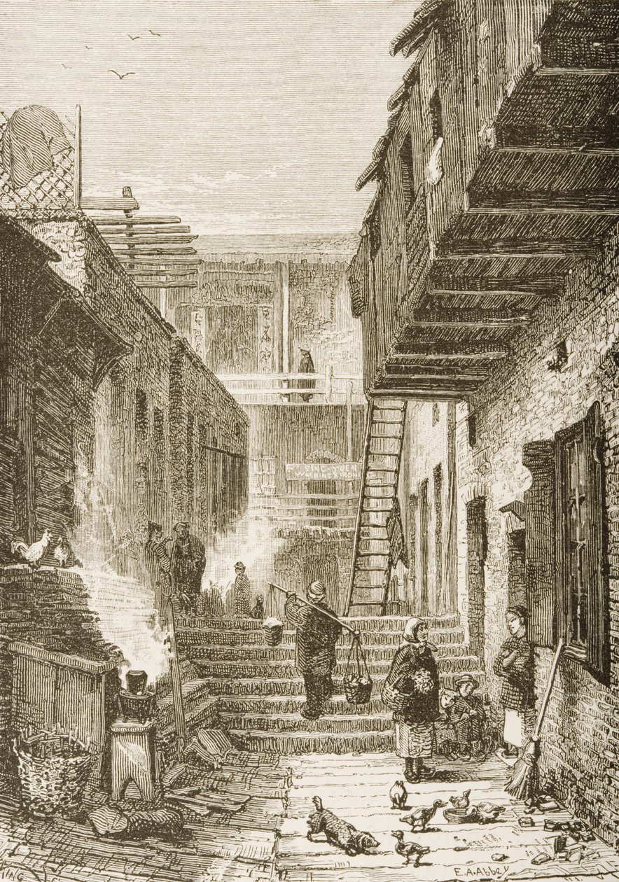 Alley in Chinatown, San Francisco, California, az "American Pictures"-től, a The Religious Tract Society, 1876 alkotó: English School