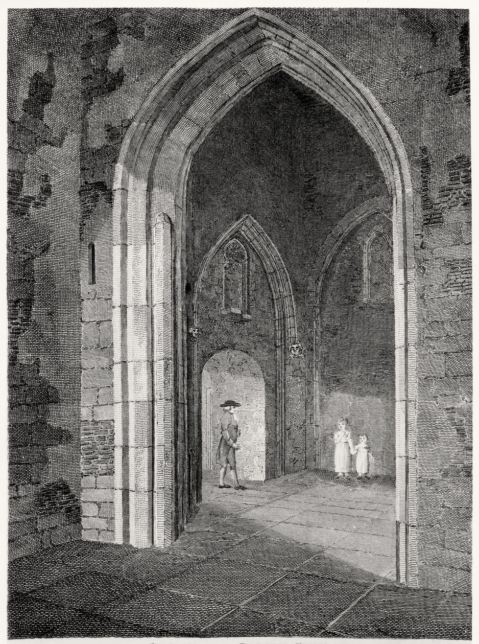belső nézet a tornácról a Szent Alfa-plébániatemplom, London Wall; korábban a Priory of Elsynge Spital kápolnája, pub. Robert Wilkinson, 1815 alkotó: English School