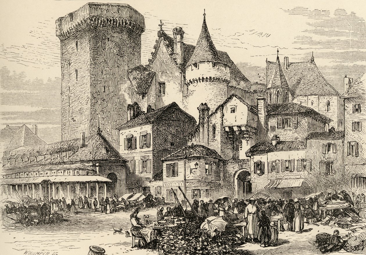 Angouleme, Franciaország, illusztráció Samuel Manning tiszteletes "Spanyol képek" című művéből. alkotó: English School
