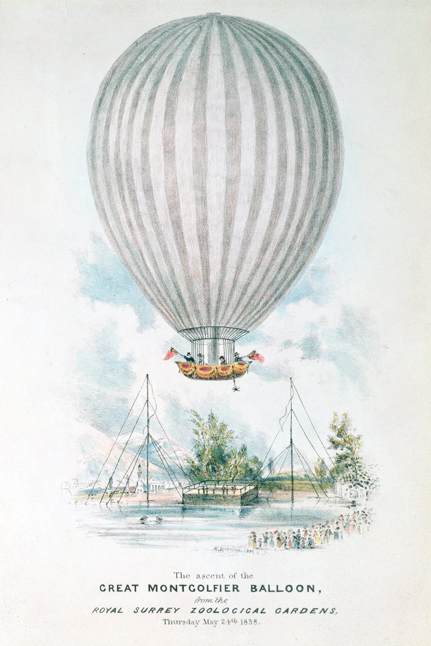 A nagy Montgolfier léggömb felemelkedése, 1838 alkotó: English School