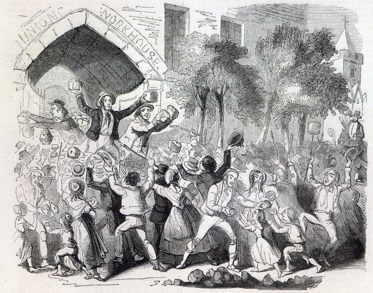 Támadás a Stockport-i Workhouse ellen 1842-ben alkotó: English School