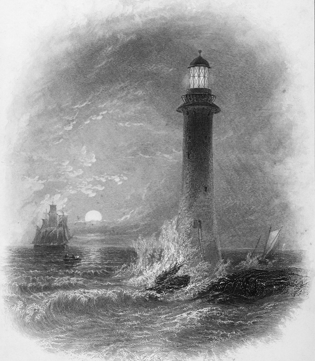 Bell Rock Lighthouse a „Cyclopaedia of Useful Arts und Manufactures”-ból, Charles Tomlinson szerkesztette, 1880-as évek körül alkotó: English School