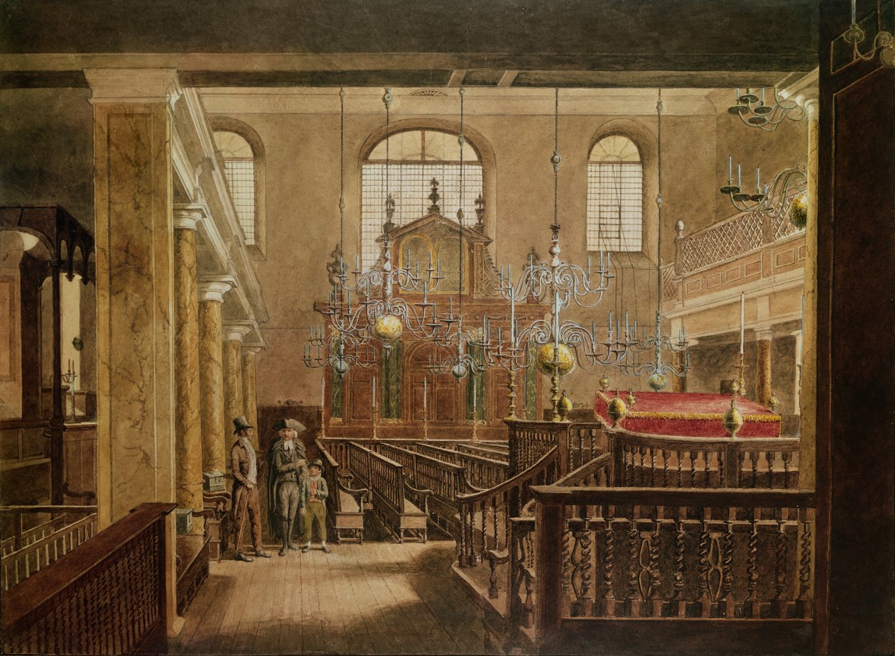 Bevis Marks zsinagóga, 1817 körül (wc papíron) alkotó: English School