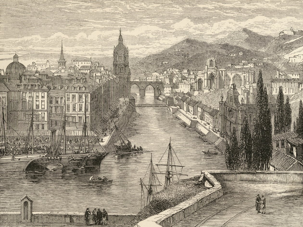 Bilbao, Spanyolország, Samuel Manning tiszteletes illusztrációja a „Spanish Pictures”-ből alkotó: English School