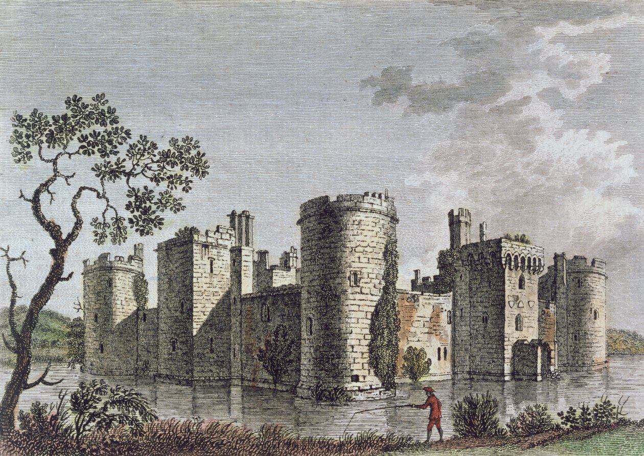 Bodiam kastély, Sussex, 1777. július 6. (színes metszet) alkotó: English School