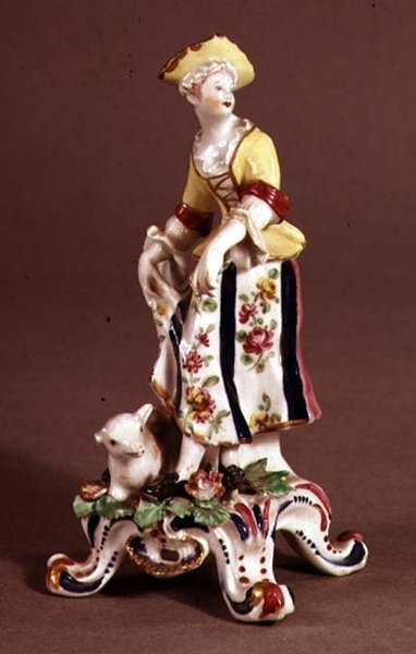Pásztorlány porcelán íjfigura, 1765 körül (kerámia) alkotó: English School