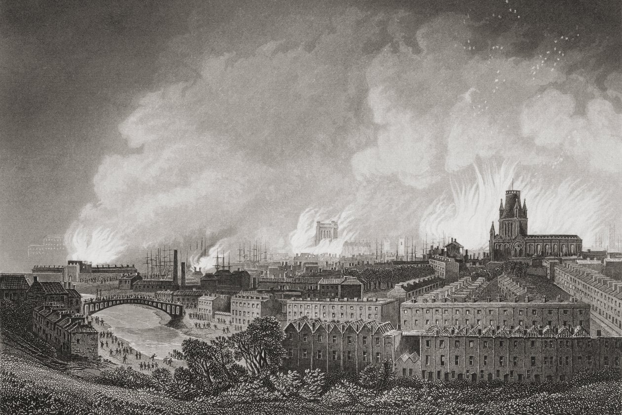 Bristol, Anglia, az 1831-es, 1883-as zavargások idején alkotó: English School