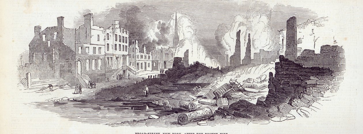 Broad-street, New York, a közelmúltbeli tűzvész után, a 