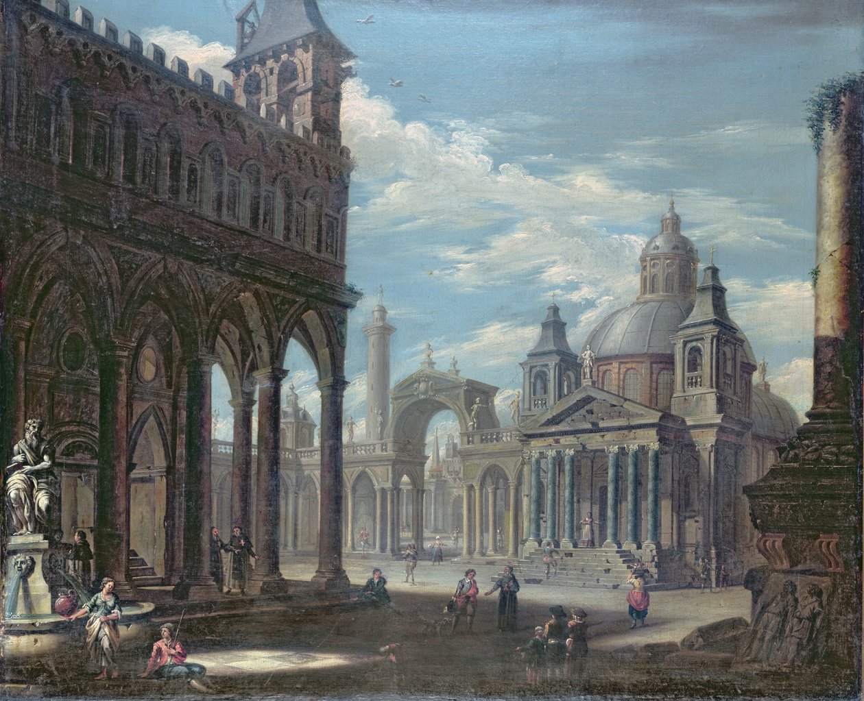 Piazza capriccioja gótikus, római és barokk épületekkel alkotó: English School