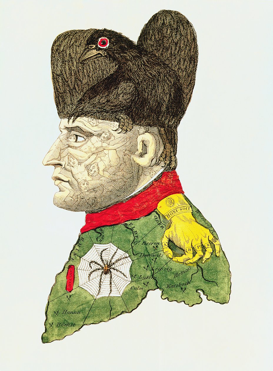 Napóleon Bonaparte (1769-1821) karikatúrája (színes metszet) alkotó: English School
