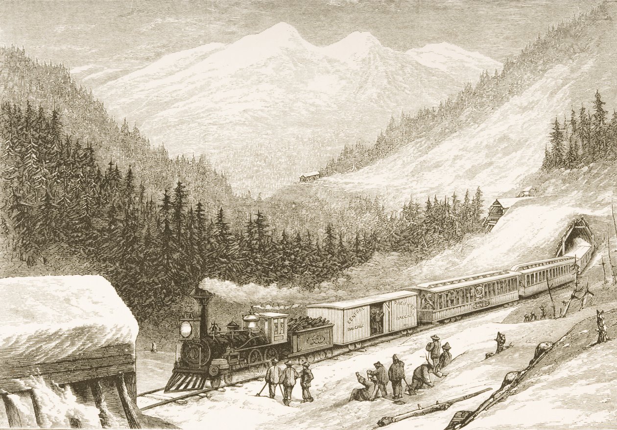 Az Egyesült Államok postájának átvitele a Sierra Nevadán 1870-ben, a The Religious Tract Society által kiadott 