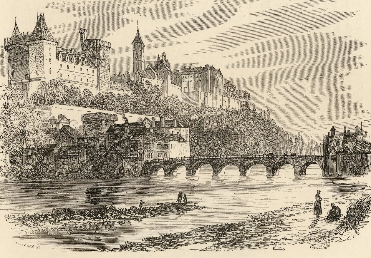 Pau vára, Spanyolország, Samuel Manning tiszteletes „Spanish Pictures” című könyvéből, amelyet 1870-ben adtak ki alkotó: English School
