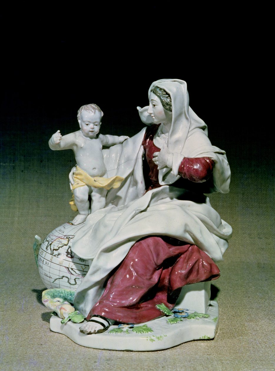 Chelsea Madonna és Gyermek figurája, Vörös horgony időszaka, 1755 körül (porcelán) alkotó: English School