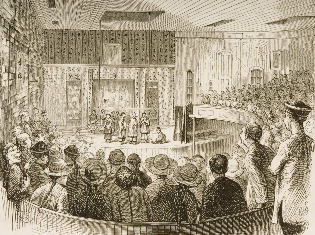 Kínai Színház, San Francisco, Kalifornia, az „American Pictures”-től, a The Religious Tract Society, 1876 alkotó: English School