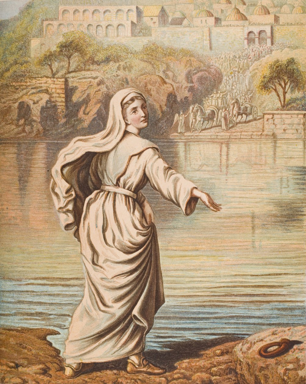 Christiana belép a folyóba, illusztrációja John Bunyan (1628-88) „The Pilgrim