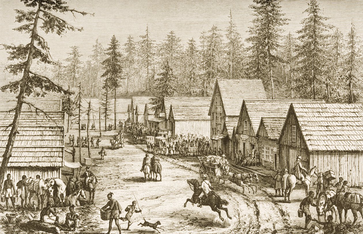 Cisco Station, Kalifornia, az „American Pictures”-től, a The Religious Tract Society kiadása, 1876 alkotó: English School