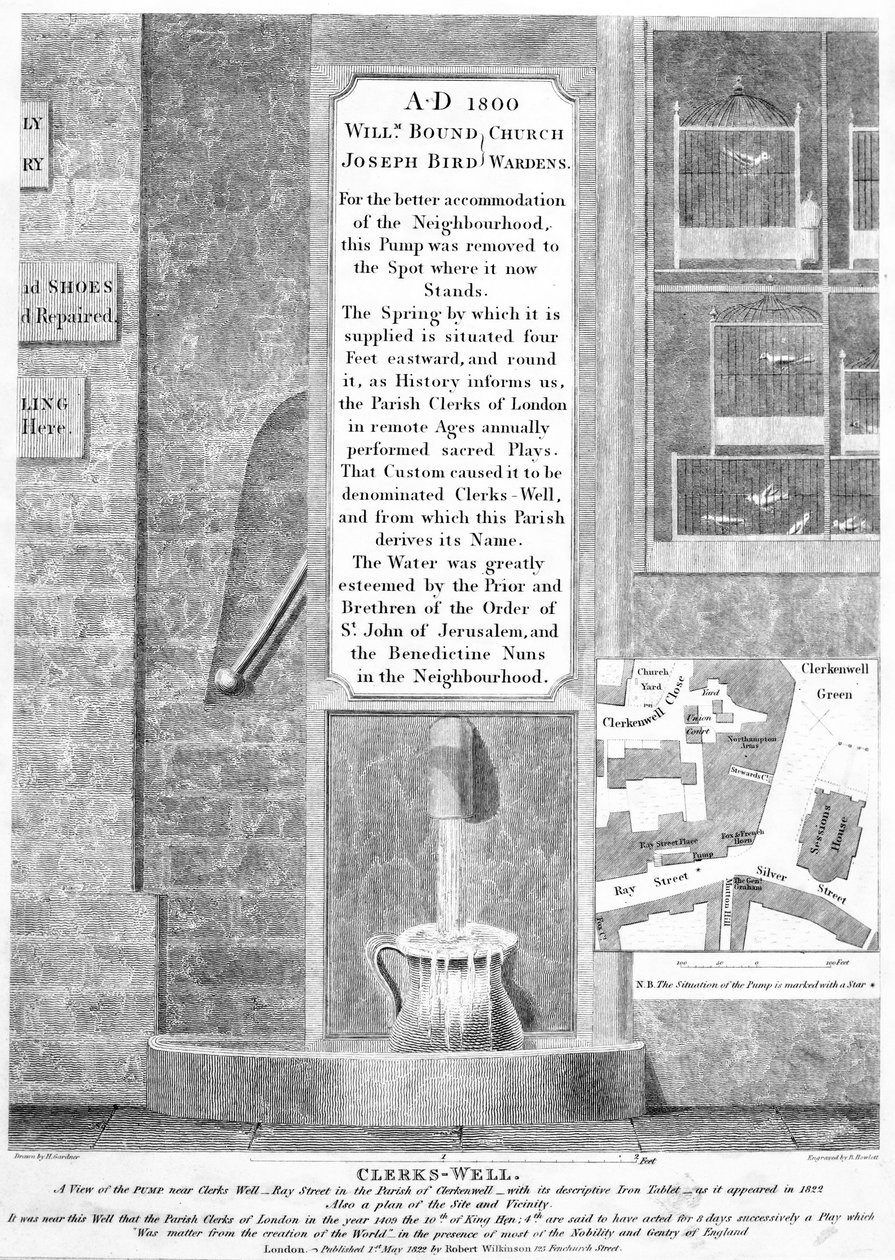 Clerks-Well, Clerkenwell, London, megjelent 1822 alkotó: English School