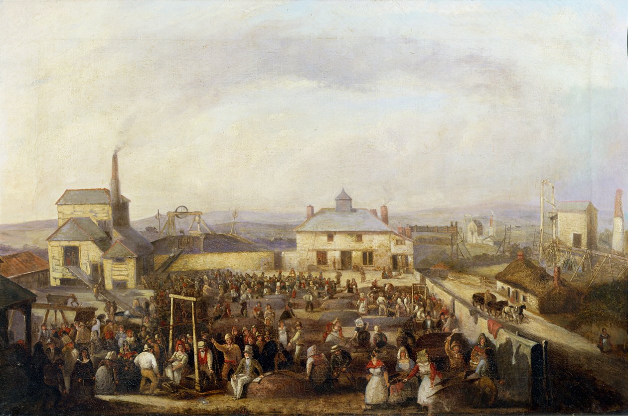 Cornwalli bányászati jelenet alkotó: English School
