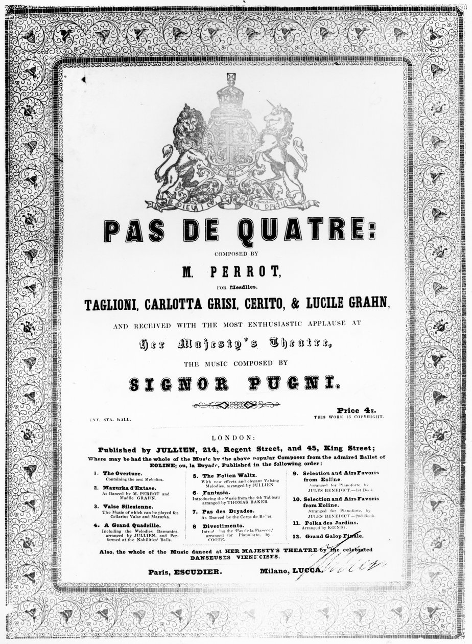 Borító Jules Perrot Pas de Quatre című kottájához, 1845 körül (nyomtatott papír) alkotó: English School