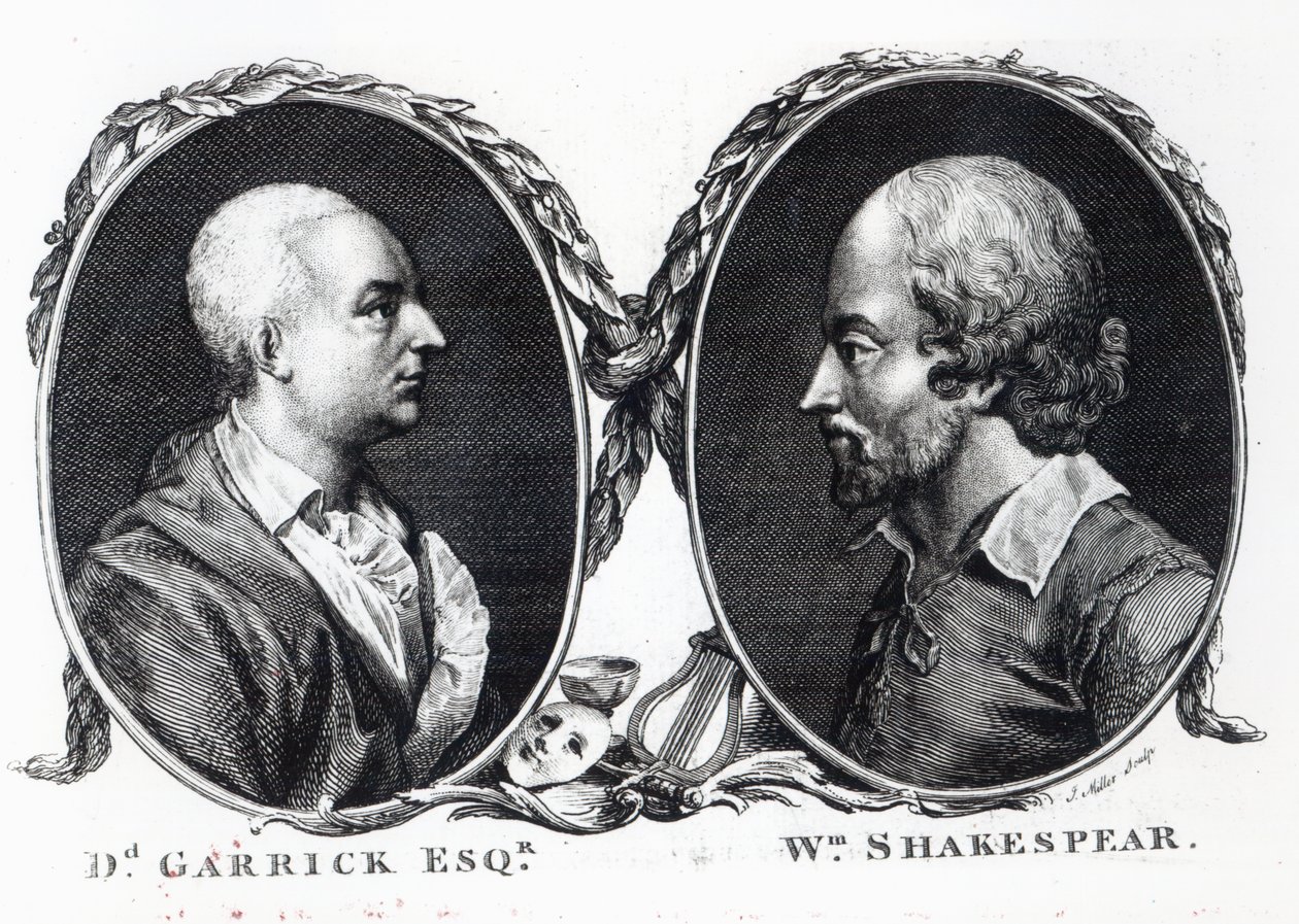 David Garrick és Shakespeare, J. Miller metszete alkotó: English School