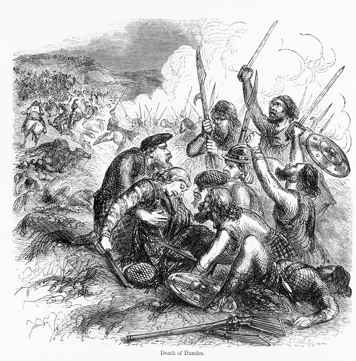 Dundee halála 1675-ben, Crane metszete alkotó: English School