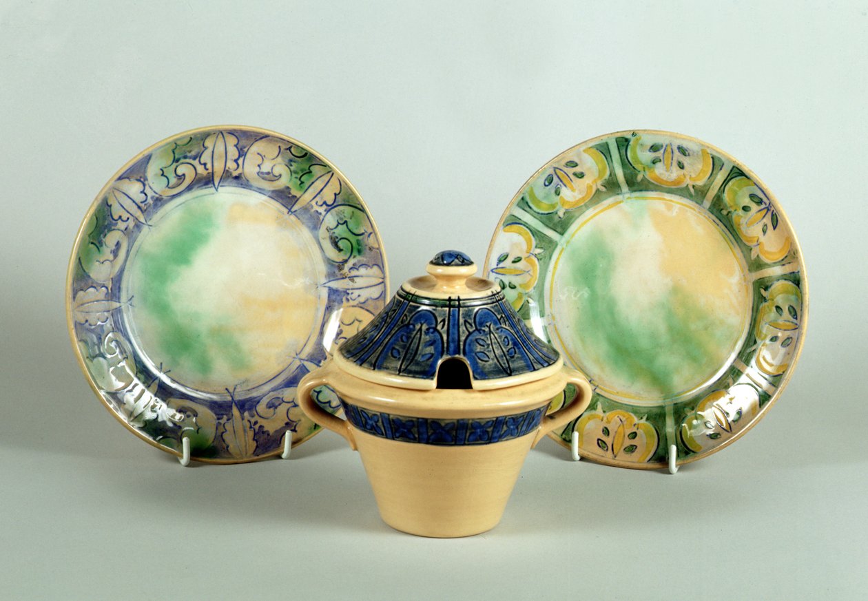 Doulton oldaltányérok és lekváros edény, 1930 körül (kerámia) alkotó: English School