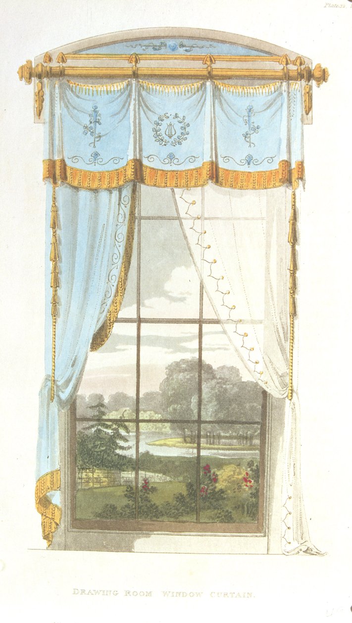 Szalonablakfüggöny, 72-es tábla az Ackermanns Repository of Arts-ból, megjelent 1815 alkotó: English School