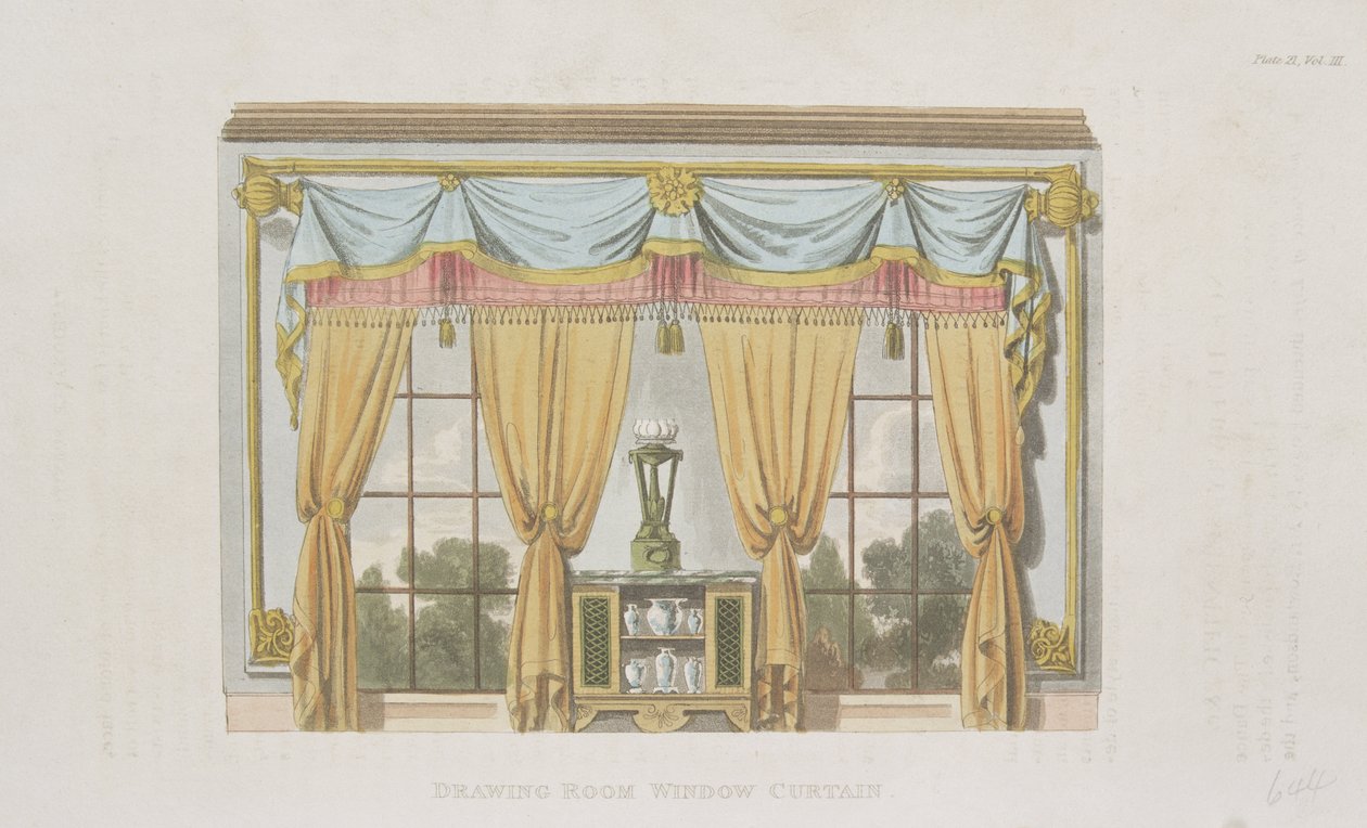 Szalonablakfüggöny, 93-as tábla az Ackermanns Repository of Arts-ból, megjelent 1817 alkotó: English School