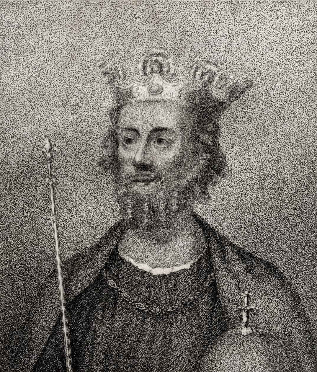 II. Edward, Bocquet metszete a „Királyi és nemes szerzők katalógusából”, 1806-ban jelent meg alkotó: English School
