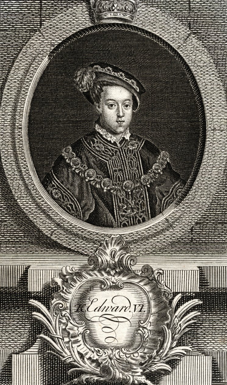 VI. Edward (1537-53), Anglia és Írország királya, a „The Gallery of Portraits”-ből, 1833-ban alkotó: English School